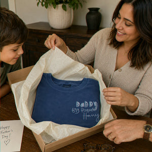 Custom Embroidered Kids Drawing T-shirt for Dad - Draw from Your Photo Father's Day Gift