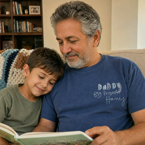 Custom Embroidered Kids Drawing T-shirt for Dad - Draw from Your Photo Father's Day Gift