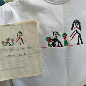 Custom Embroidered Kids Drawing T-shirt for Dad - Draw from Your Photo Father's Day Gift