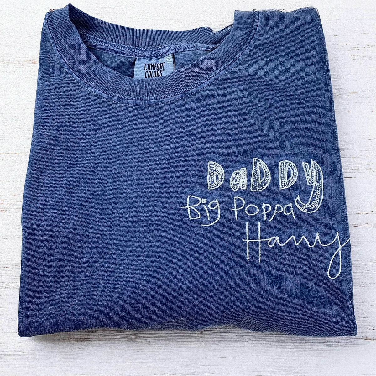 Custom Embroidered Kids Drawing T-shirt for Dad - Draw from Your Photo Father's Day Gift