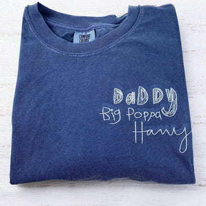 Custom Embroidered Kids Drawing T-shirt for Dad - Draw from Your Photo Father's Day Gift