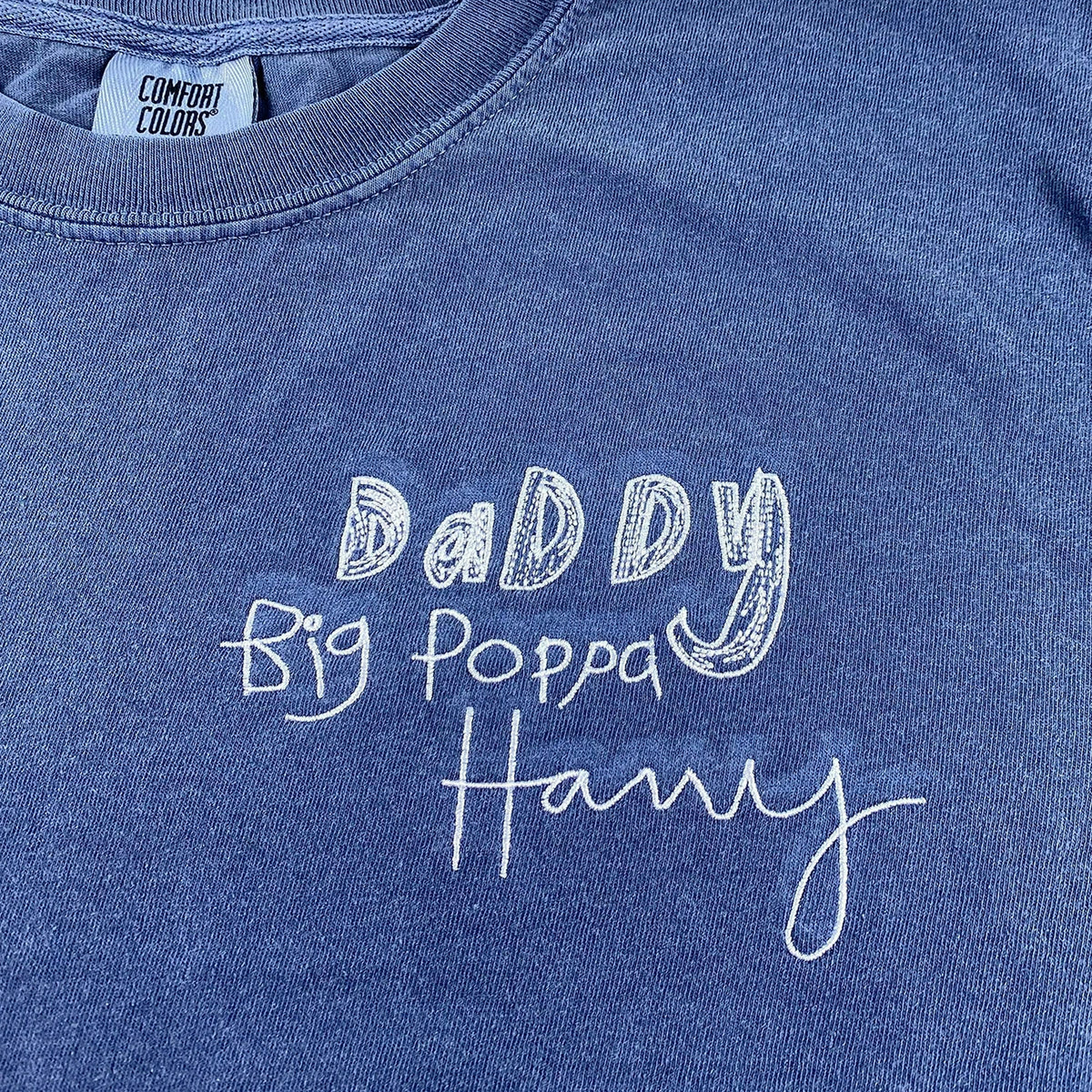 Custom Embroidered Kids Drawing T-shirt for Dad - Draw from Your Photo Father's Day Gift