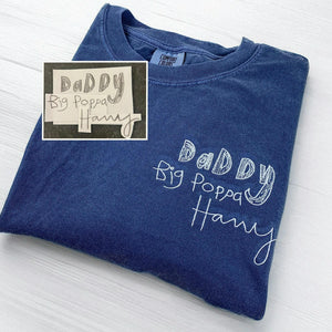 Custom Embroidered Kids Drawing T-shirt for Dad - Draw from Your Photo Father's Day Gift