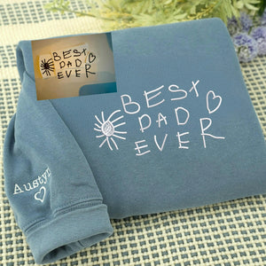 Custom Embroidered Kids Drawing T-shirt for Dad - Draw from Your Photo Father's Day Gift