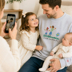 Custom Kids Drawing Sweatshirt, Embroidered Child Art Gift for Mom or Dad