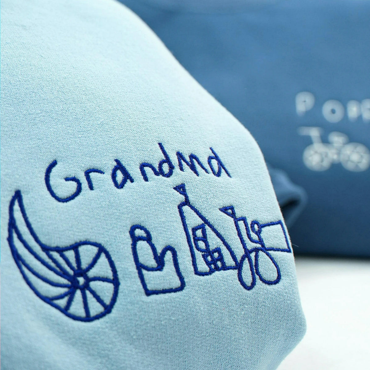 Custom Grandma Grandpa Matching Sweatshirts With Embroidered Kids Drawing and Handwriting, Grandparents Gift