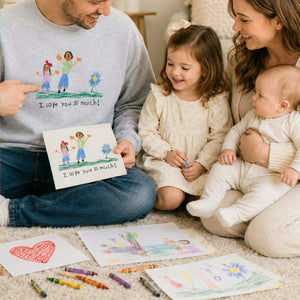 Custom Kids Drawing Sweatshirt, Embroidered Child Art Gift for Mom or Dad