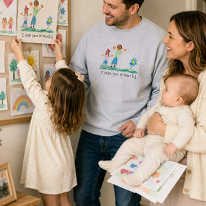 Custom Kids Drawing Sweatshirt, Embroidered Child Art Gift for Mom or Dad