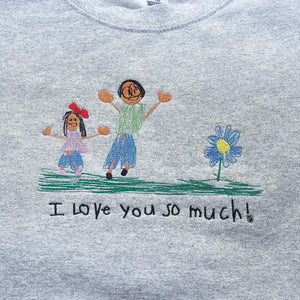 Custom Kids Drawing Sweatshirt, Embroidered Child Art Gift for Mom or Dad
