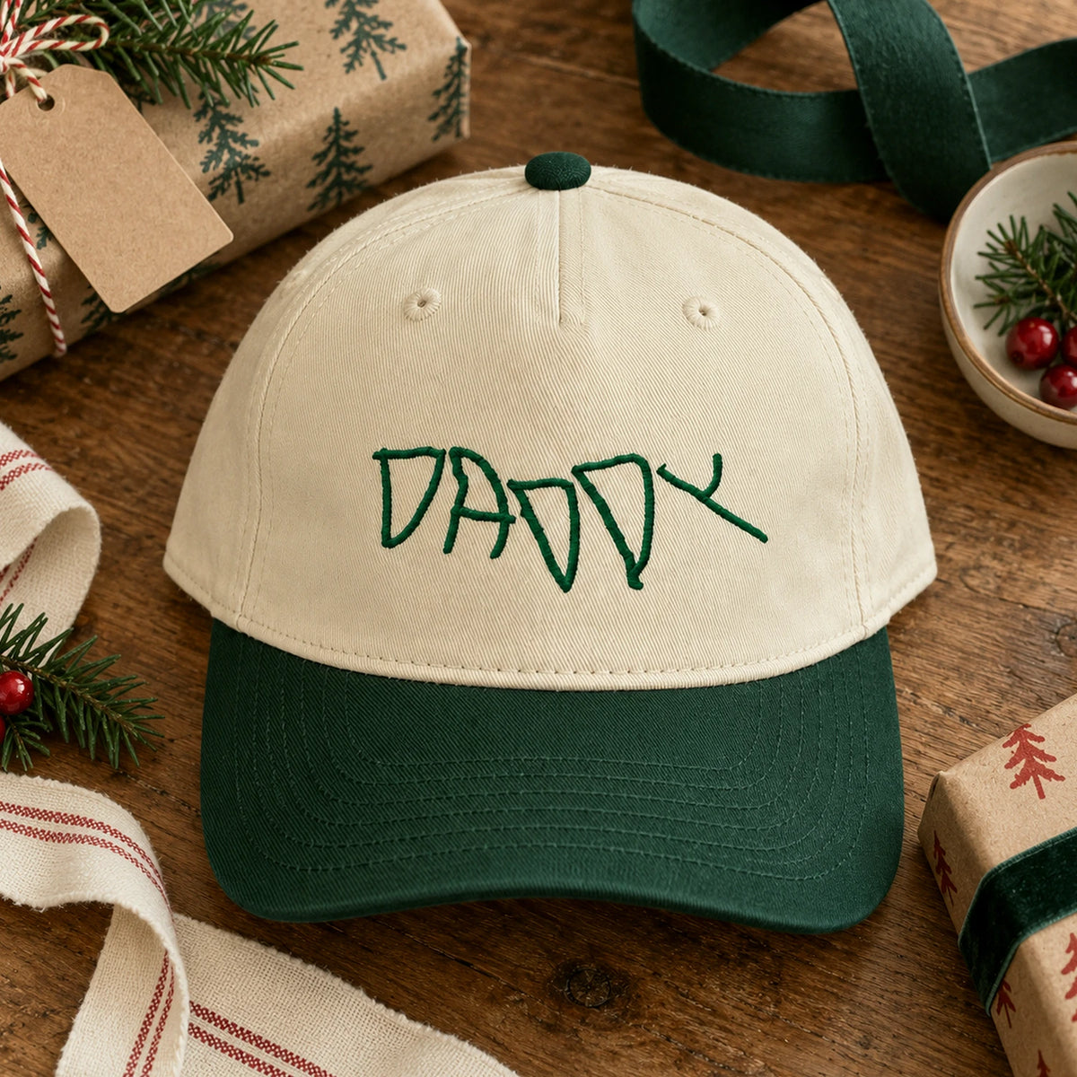 Custom Kids Handwriting Snapback Hats - Embroidered Daddy Caps with Childrens Artwork
