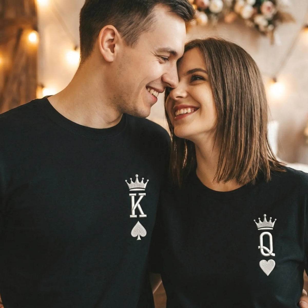 King and Queen Hoodie or Sweatshirt Embroidered, Personalized His Her Gift for Valentine's Day