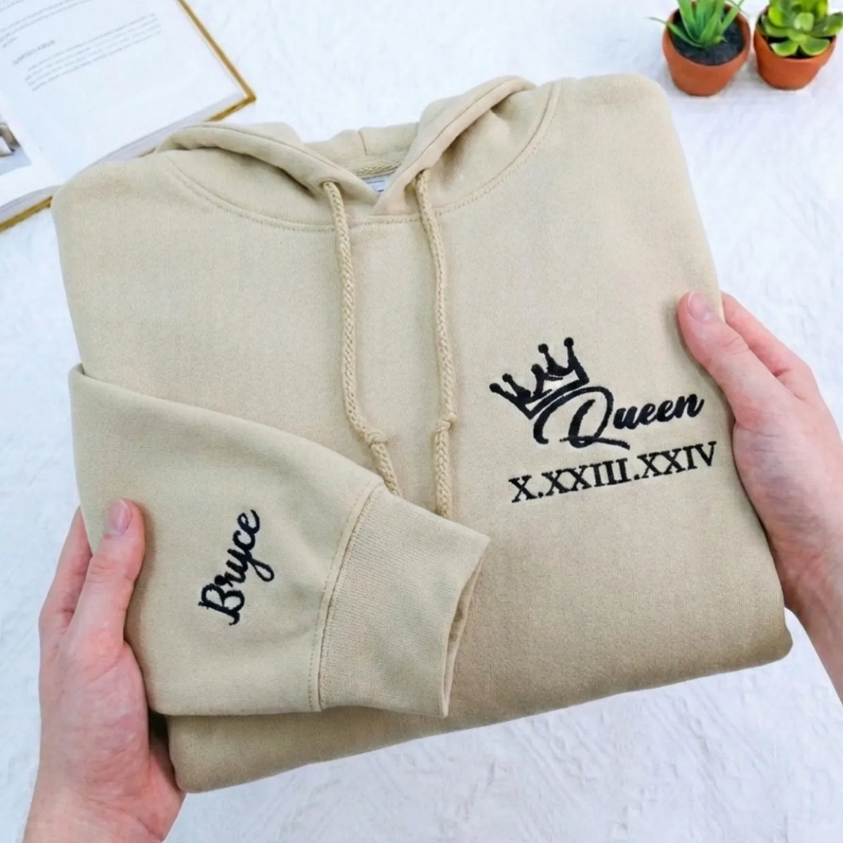Custom Embroidered Matching King Queen Sweatshirt or Hoodie, Best Valentines Gifts for Him Her