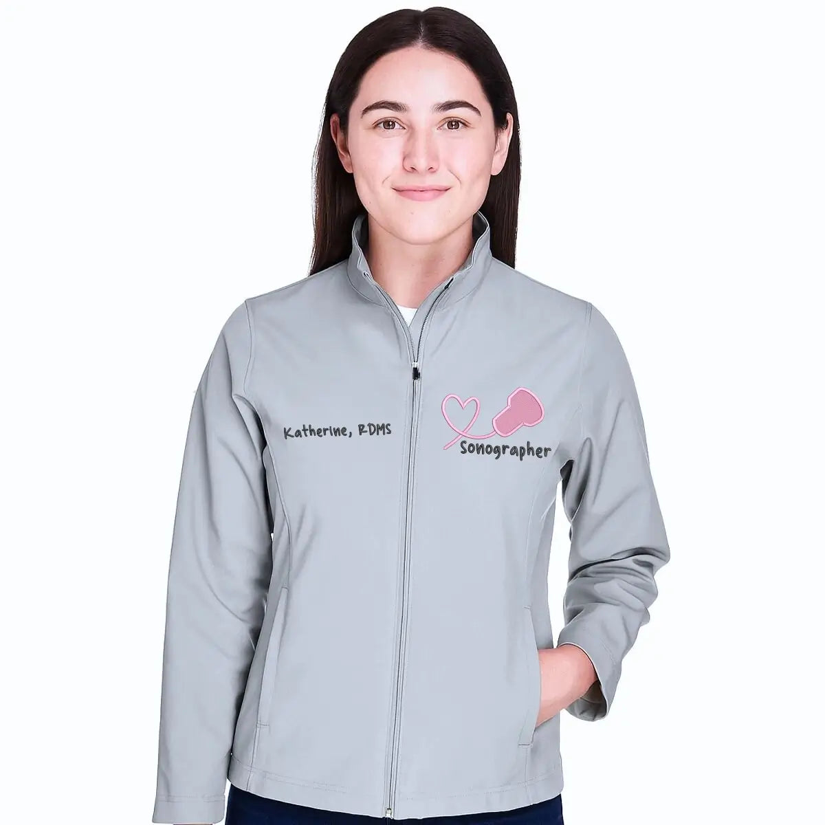 Embroidered labor and delivery nurse jacket with name and title