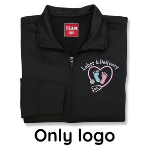 Embroidered labor and delivery nurse jacket with name and title