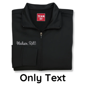 Custom embroidered lactation consultant jacket with name and IBCLC title