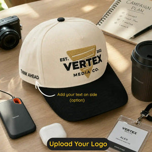 Custom Embroidered Snapback Hats - Your Text, Logo, Name on Front, Side & Back