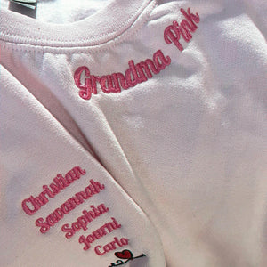Embroidered Lolli Sweatshirt - Personalized Grandkids Names, Gift for Grandma Birthday
