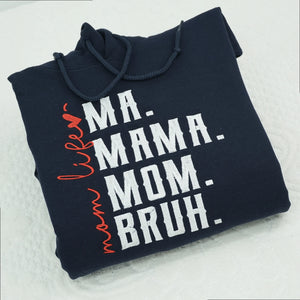 Folded ma mama mom brush black hoodie