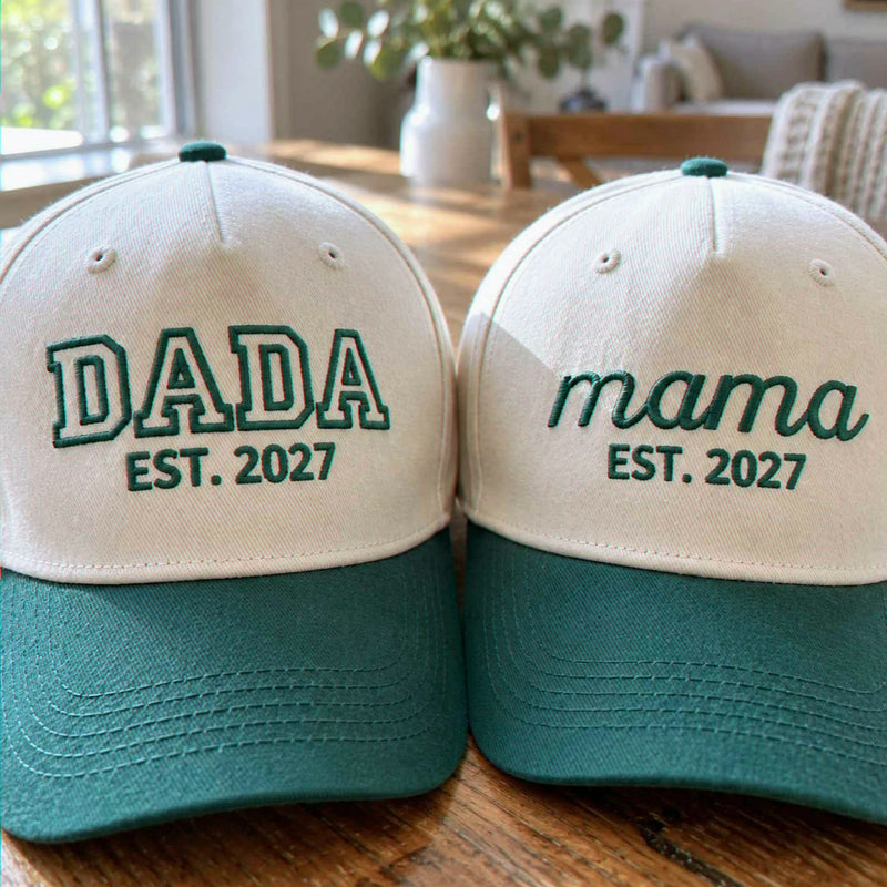 Matching Mama Dad Snapback Hat, Embroidered Mom Dad Cap, Baby Announcement Gift