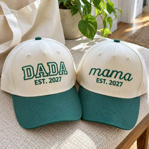 Matching Mama Dad Snapback Hat, Embroidered Mom Dad Cap, Baby Announcement Gift