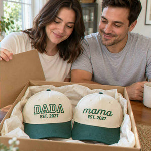 Matching Mama Dad Snapback Hat, Embroidered Mom Dad Cap, Baby Announcement Gift