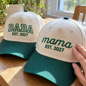 Matching Mama Dad Snapback Hat, Embroidered Mom Dad Cap, Baby Announcement Gift