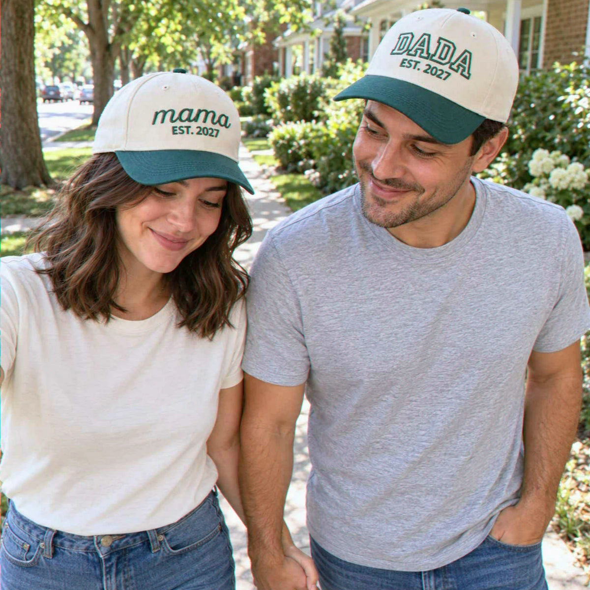 Matching Mama Dad Snapback Hat, Embroidered Mom Dad Cap, Baby Announcement Gift
