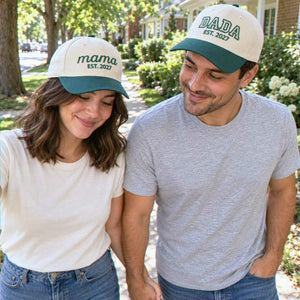 Matching Mama Dad Snapback Hat, Embroidered Mom Dad Cap, Baby Announcement Gift