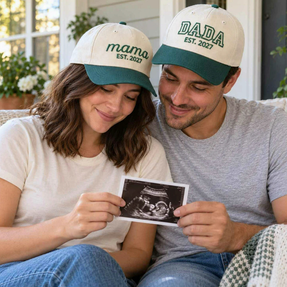 Matching Mama Dad Snapback Hat, Embroidered Mom Dad Cap, Baby Announcement Gift