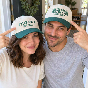 Matching Mama Dad Snapback Hat, Embroidered Mom Dad Cap, Baby Announcement Gift