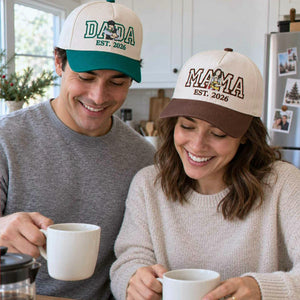 Custom Mama and Dada Portrait Snapback Hat, Embroidered Baseball Cap from Photo, Christmas Gift for Mom and Dad