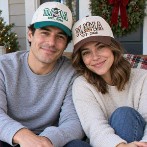Custom Mama and Dada Portrait Snapback Hat, Embroidered Baseball Cap from Photo, Christmas Gift for Mom and Dad