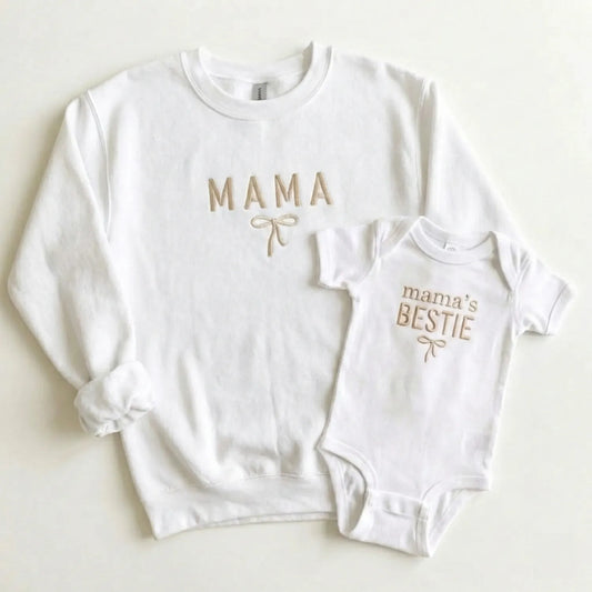 Mama’s Bestie Onesie - Embroidered Matching Mother Baby Gift for New Moms