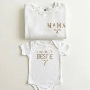 Mama’s Bestie Onesie - Embroidered Matching Mother Baby Gift for New Moms