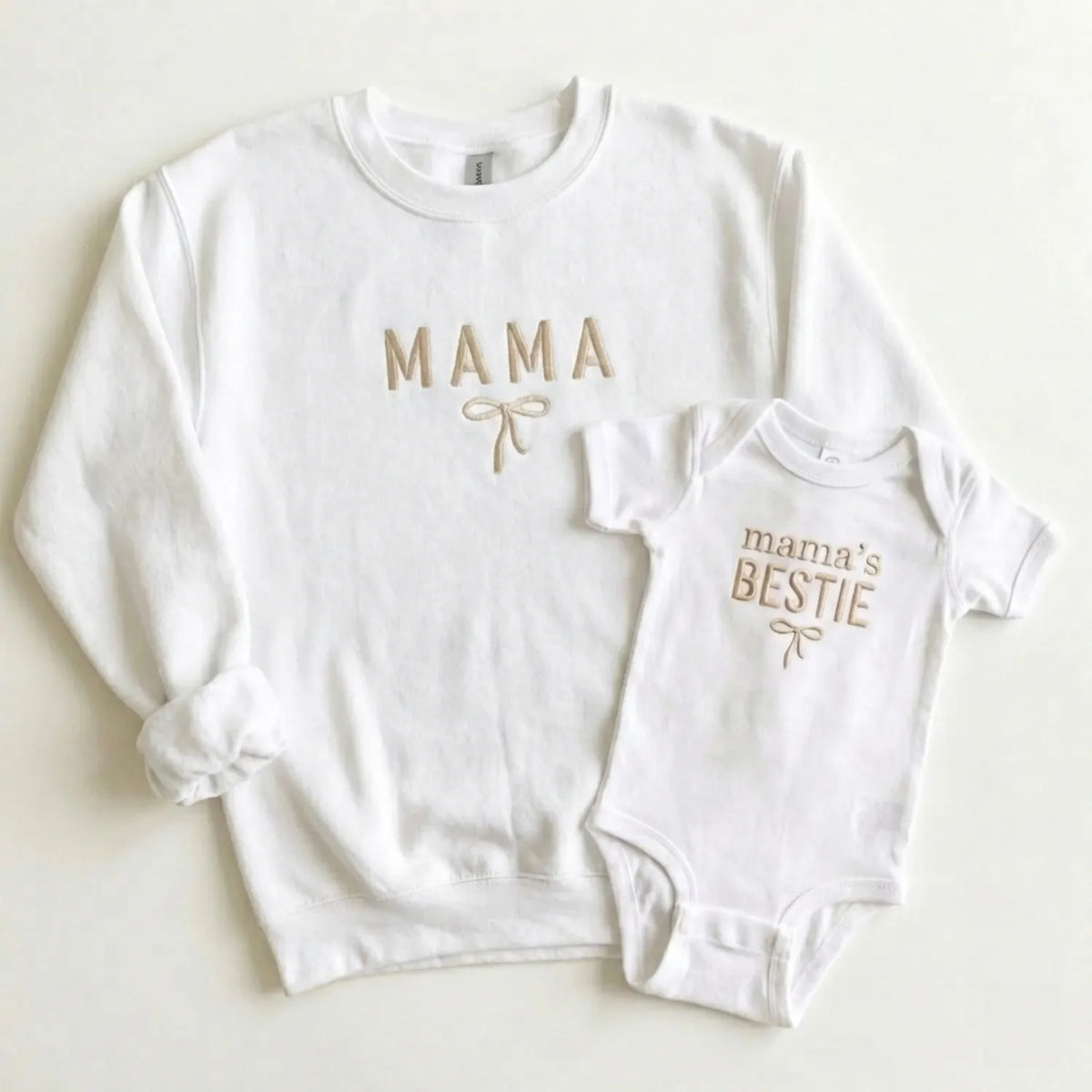 Mama’s Bestie Onesie - Embroidered Matching Mother Baby Gift for New Moms