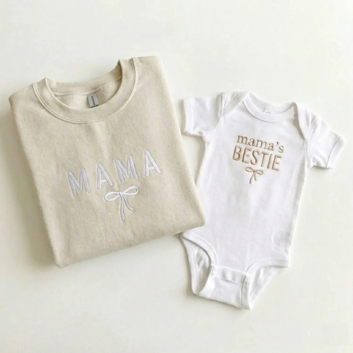 Mama’s Bestie Onesie - Embroidered Matching Mother Baby Gift for New Moms