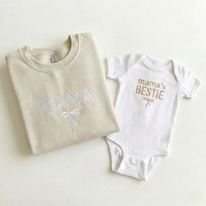 Mama’s Bestie Onesie - Embroidered Matching Mother Baby Gift for New Moms