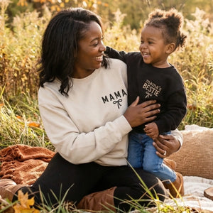 Mama and Mama's Bestie Sweatshirts Embroidered - Matching Mother and Baby Family Outfit