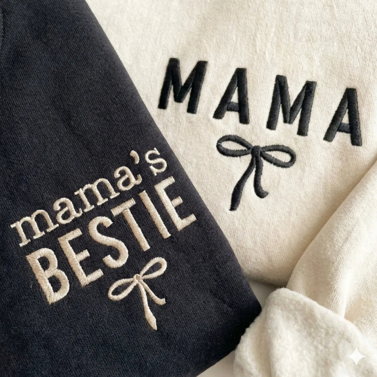 Mama and Mama's Bestie Sweatshirts Embroidered - Matching Mother and Baby Family Outfit