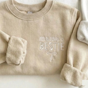Mama and Mama's Bestie Sweatshirts Embroidered - Matching Mother and Baby Family Outfit