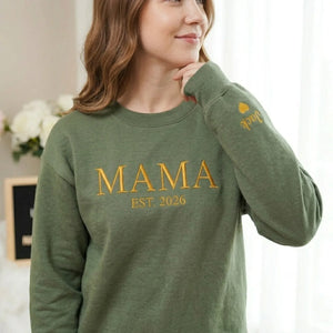 Custom Mama Embroidered Sweatshirt for New Mom or Mother's Day Birthday Gift for Her