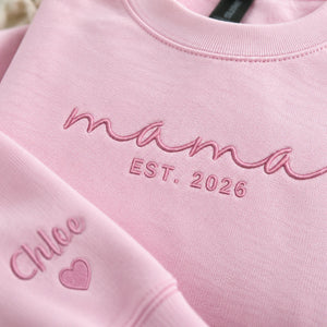 First Mother’s Day Gift - Personalized Mama Embroidered Sweatshirt for New Mom