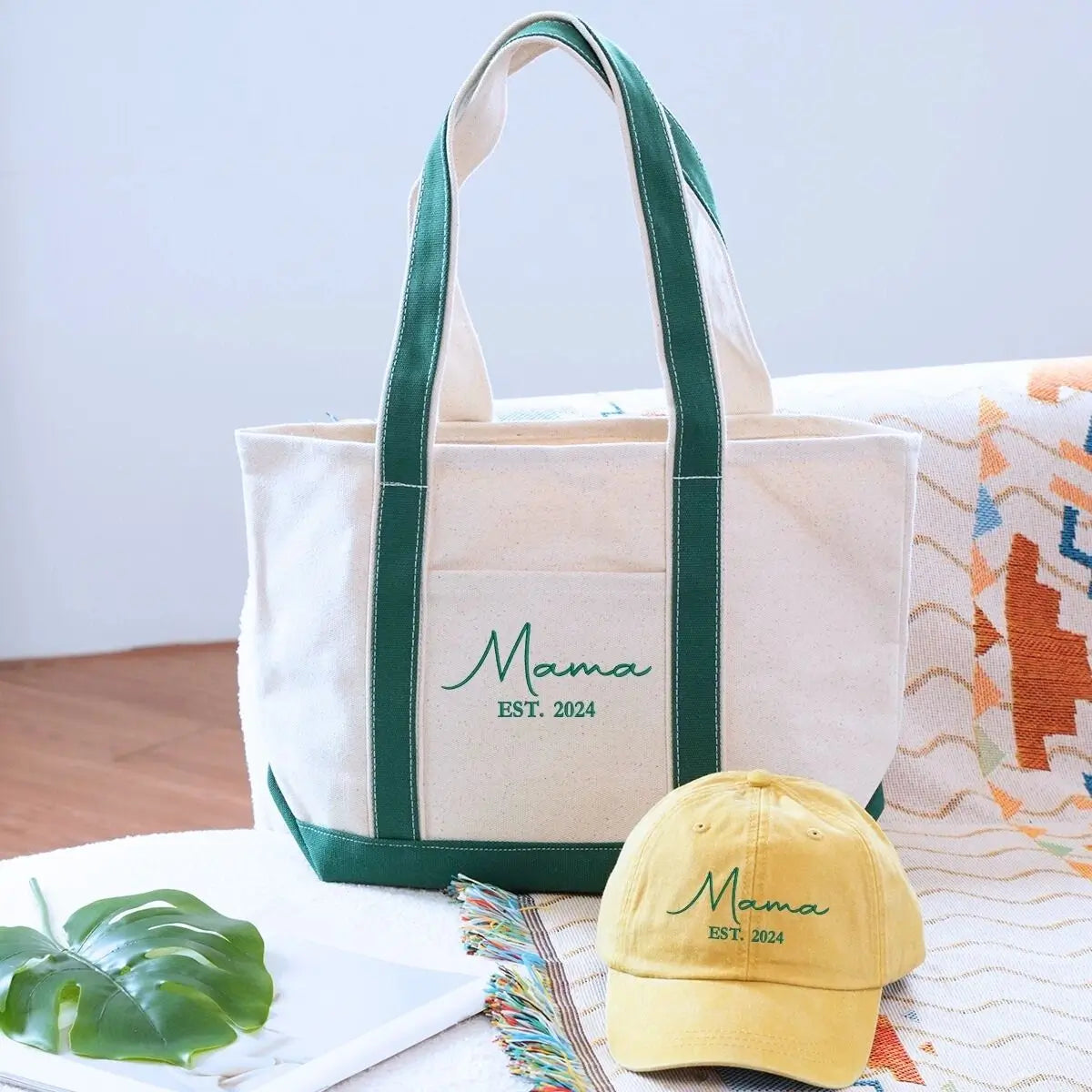 Embroidered Mama hat and matching tote bag – perfect gift for moms