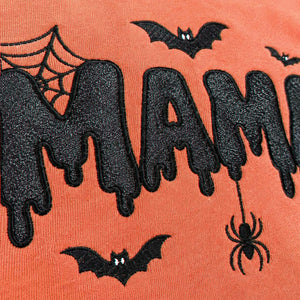 Mama Halloween Glitter Sweatshirt, Embroidered Spooky Mama Halloween Crewneck, Autumn Gift