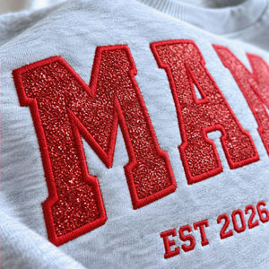 Custom Glitter Mama Sweatshirt, Embroidered Mom Applique Sweatshirt with Kids Name, Fall Mama Crewneck, Mom Gift