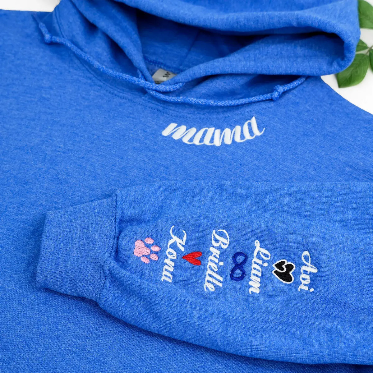 Custom Mama Embroidered Sweatshirt with Kids Names on Sleeve, Personalized Gift for Moms, Hers