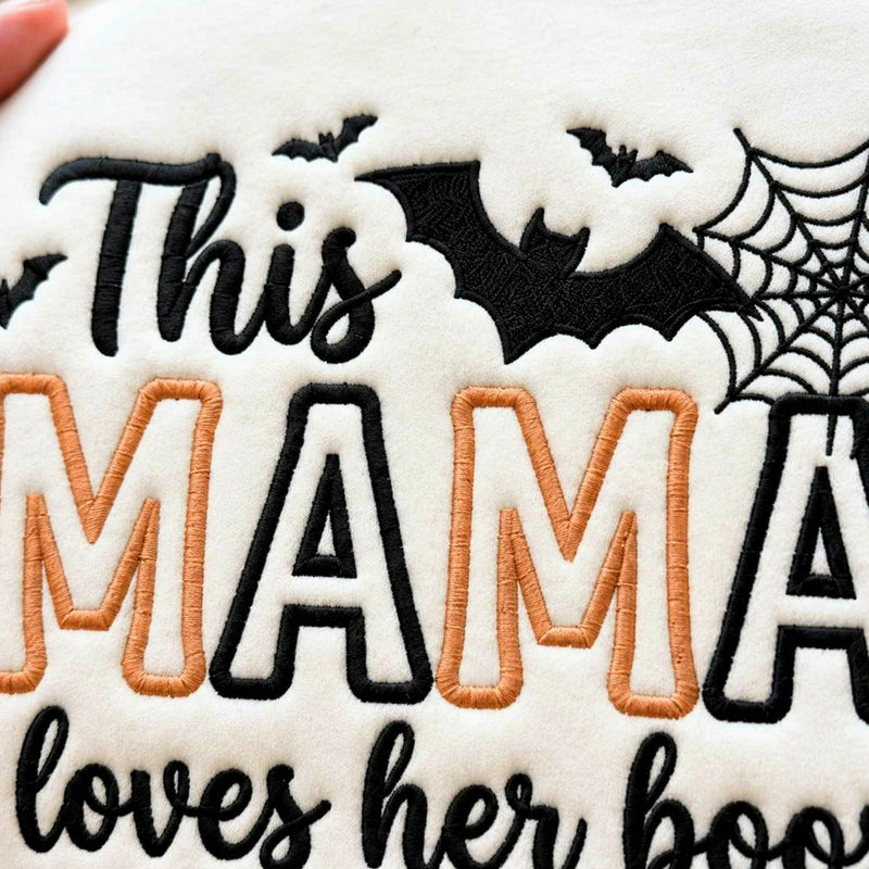 This Mama Loves Her Boos Halloween Sweatshirt, Embroidered Spooky Mom Crewneck, Cute Ghost Season
