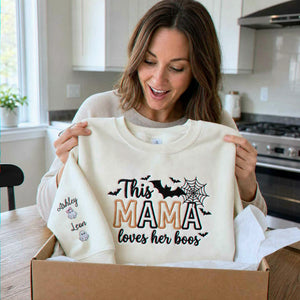 This Mama Loves Her Boos Halloween Sweatshirt, Embroidered Spooky Mom Crewneck, Cute Ghost Season