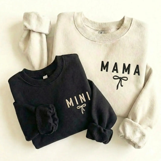 Mama and Mini Sweatshirt – Embroidered Matching Mom and Daughter Gift for Mother’s Day