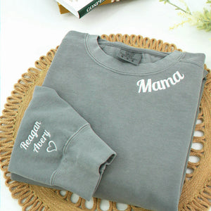 Personalized Embroidered Mama Sweatshirt With Kid Name on, New Mom Gift, Gift for Wife